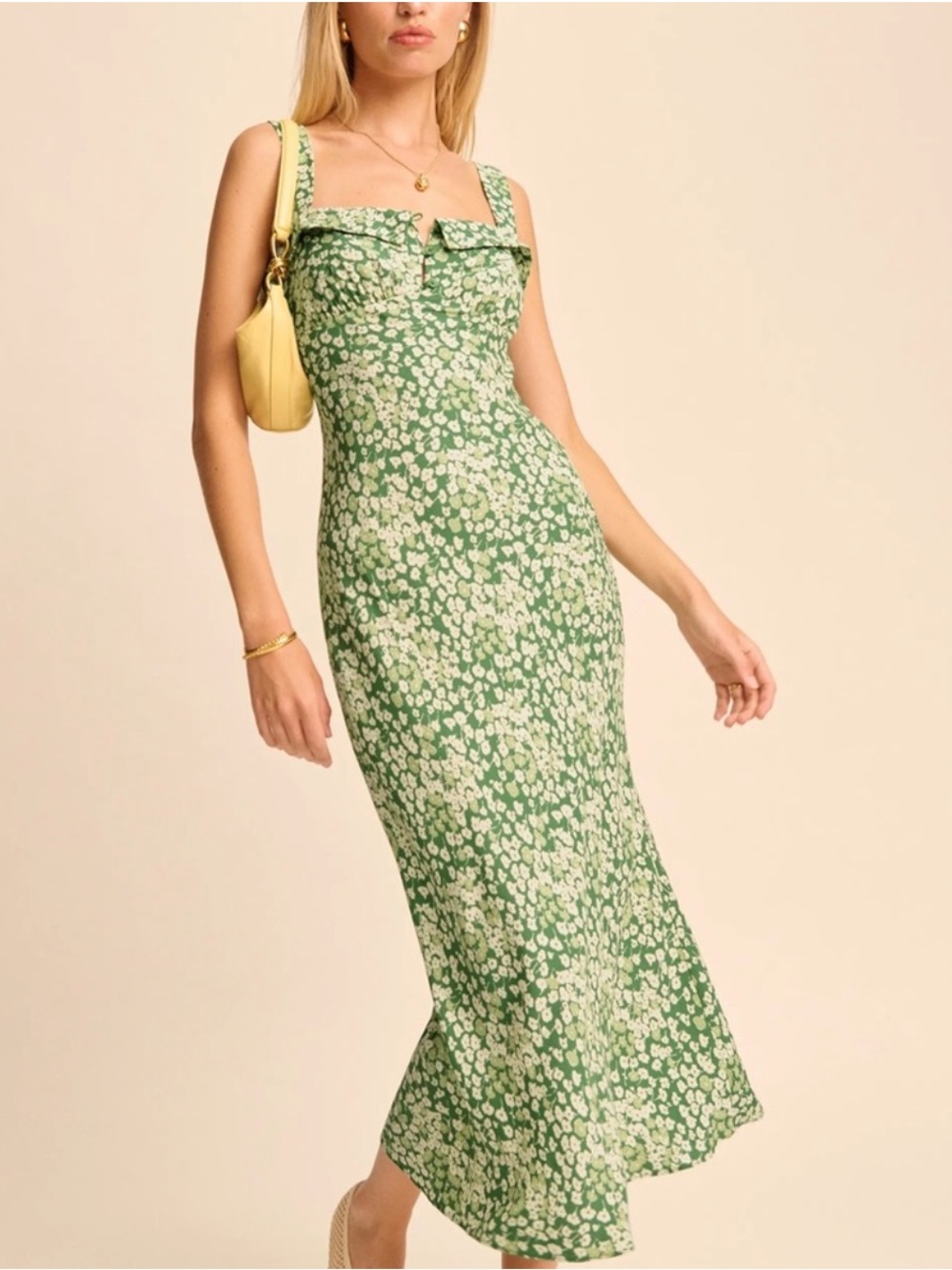 👗 NWT Reformation “Tancy” Green Floral Midi Dress 🤍